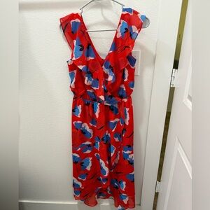 INC international concept Red dress with blue flowers